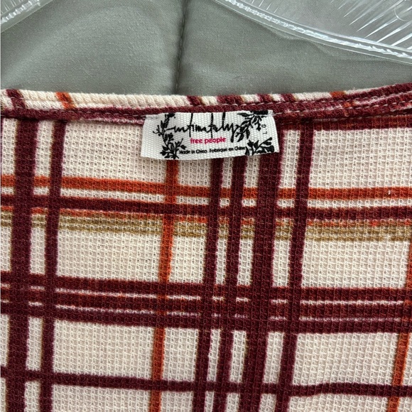 Free People Intimately Home Alone Plaid Long John Pajamas - Picture 3 of 7